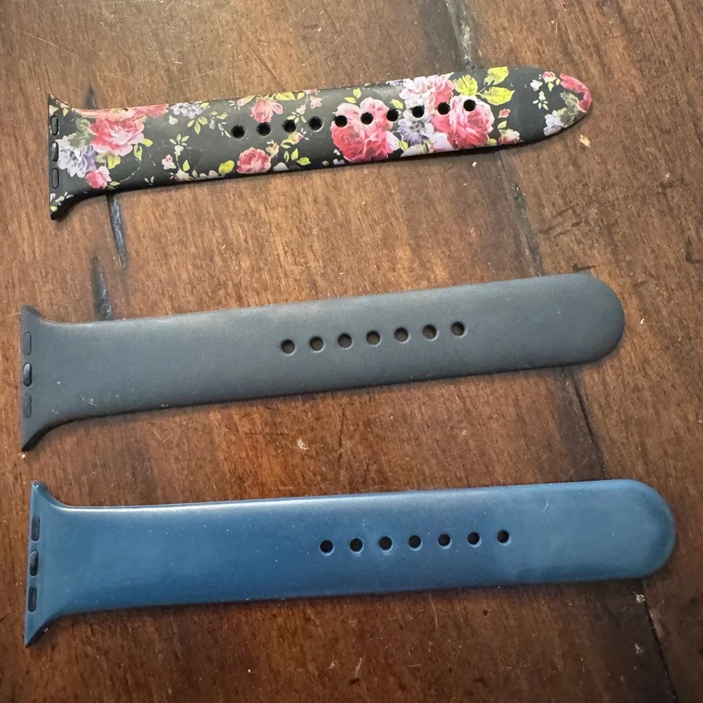 Apple Watch Bands in Floral and Solid Black and Blue- Size 44”